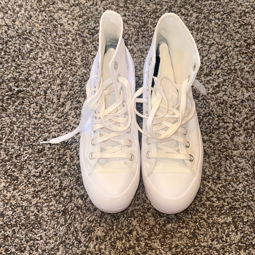Converse white high top chunky sole shoe